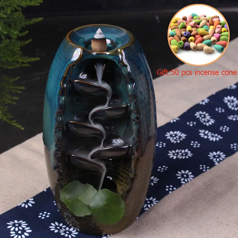 Color Glaze Gaoshanliushui Incense Burner Buddha Backflow Incense