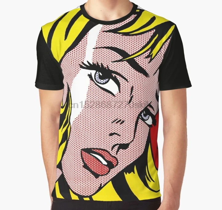 

All Over Print 3D Tshirt Men Big Print T Shirt Pop art girl face Roy Lichtenstein Women Full Print Graphic T-Shirt