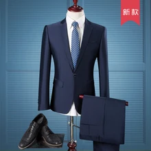 ( jacket + pants ) new 2016 men’s fashion boutique pure color groom wedding dress suits / Male big size leisure business suits