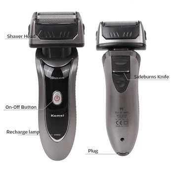 

Kemei rechargeable electric shaver 3D beard shaver shaver men shaving machine trimmer barbeador face care