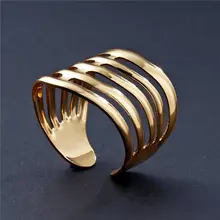 2019 nova moda ouro geométrico arcos listras oco para fora anel de abertura para as mulheres punk liga dedo anéis simples boho jóias