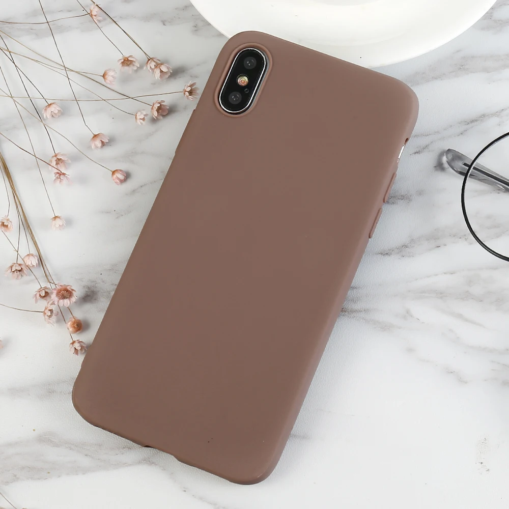Яркий чехол для Iphone 5 5S Se 6 6s 7 8 Plus XS Max XR X матовый однотонный цвета хаки с полным