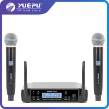 YUEPU RU-D220 UHF портативный караоке-микрофон Беспроводной Профессиональный Системы 2 канала частота Регулируемая Беспроводная для церкви