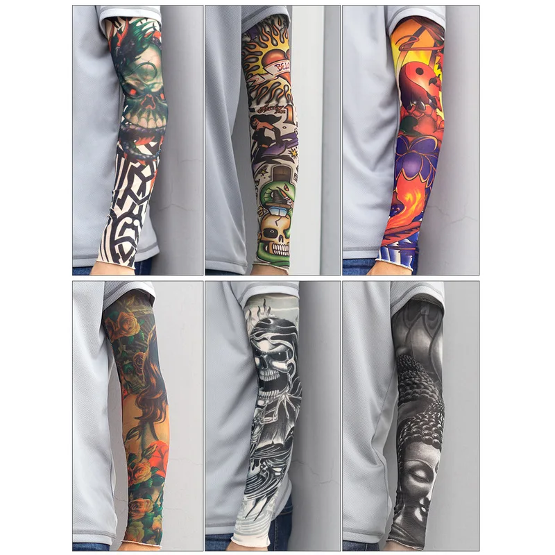 

simulation Tattoo sleeve (seamed), removable Arm Warmers outdoor sport sleeve Length 48CM