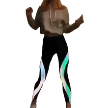 Yoga Leggings Night Glowing Tights Fitness Pants Women High Waist Elasticity Trousers Sport Bodybuilding Workout Women Leggings
