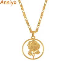Anniyo цветок Роза кулон ожерелья для женщин мать Шарм ювелирные изделия Свадебные подарки африканские арабские золотые цвета ювелирные изделия#014616