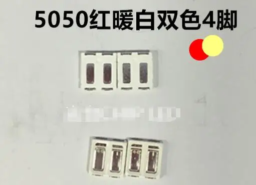 

100pcs bicolor smd 5050 led diode red@warm white color