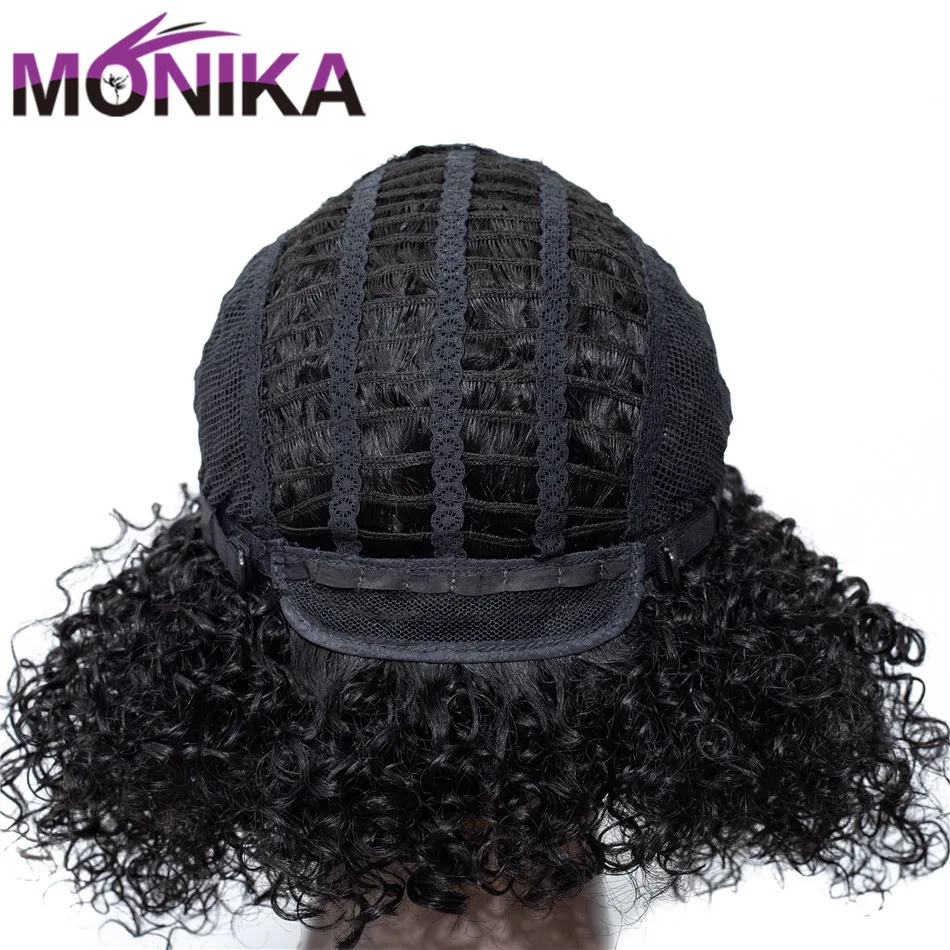 Monika 130% Плотность 12 дюймов перуанский парик короткий кудрявый не Реми женский их