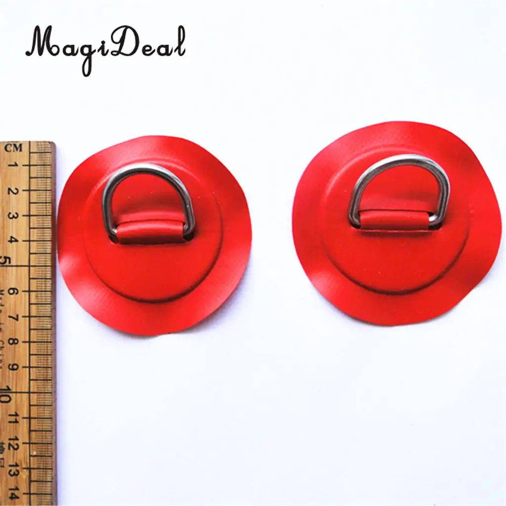 2 Pieces Red Replacement Kayak D-Ring Pad Patch for PVC Inflatable Boat Canoe SUP Surfboard Canoeing Rafting Accessories Red