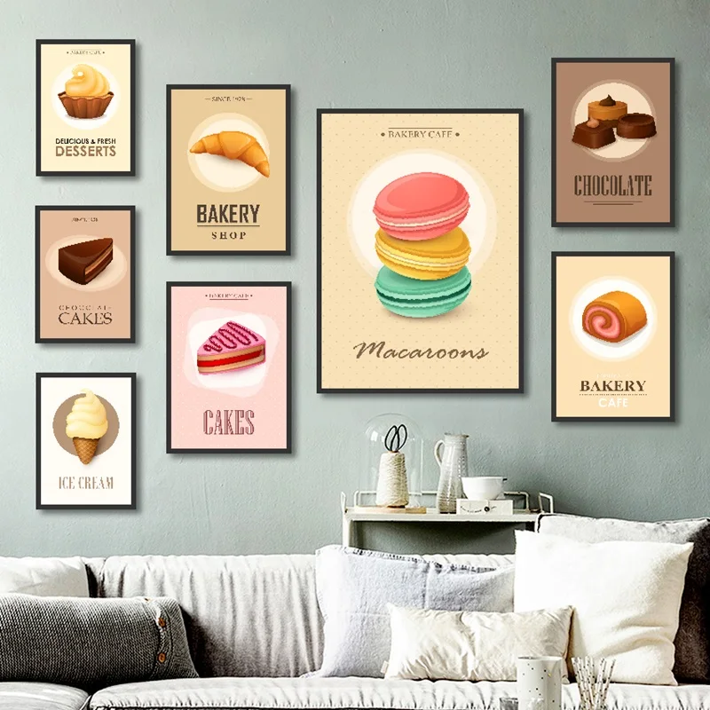 

Tea Shop Western Restaurant Ice Cream Canvas Painting Wall Art Picture for Kitchen Home Decoration Nordic Posters and Prints