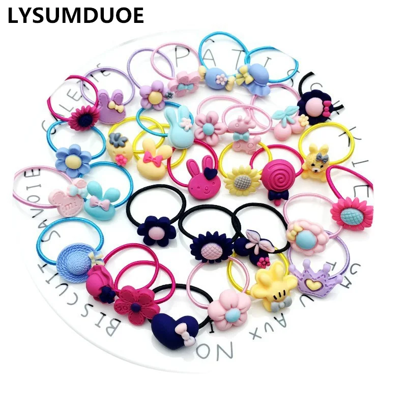 

10Pcs/Lot Mini Headdress Elastic Hair Bands Ponytail Holder Cotton Hoop Headband Candy Scrunchy Ring Rope Girls Hair Accessories