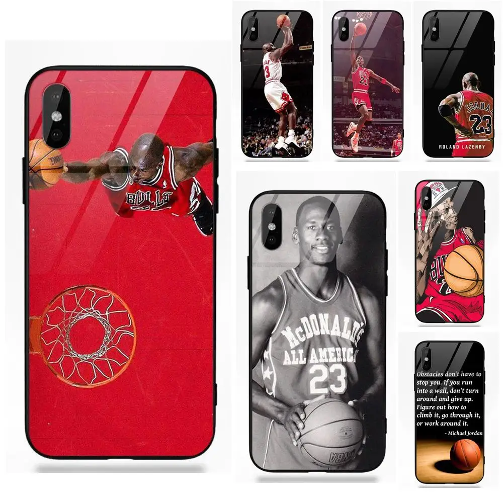 

Michael Jordan Basketball Boards For Apple iPhone 5 5C 5S SE 6 6S 7 8 Plus X XS Max XR Soft TPU Frame+Tempered Glass Hotsales