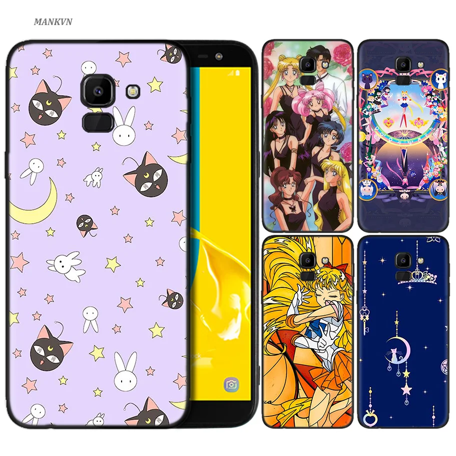 

Silicone Case For Samsung Galaxy J4 J6 A6 A8 Plus A7 A9 J8 2018 A5 2017 Soft Cover Shell Sailor Moon