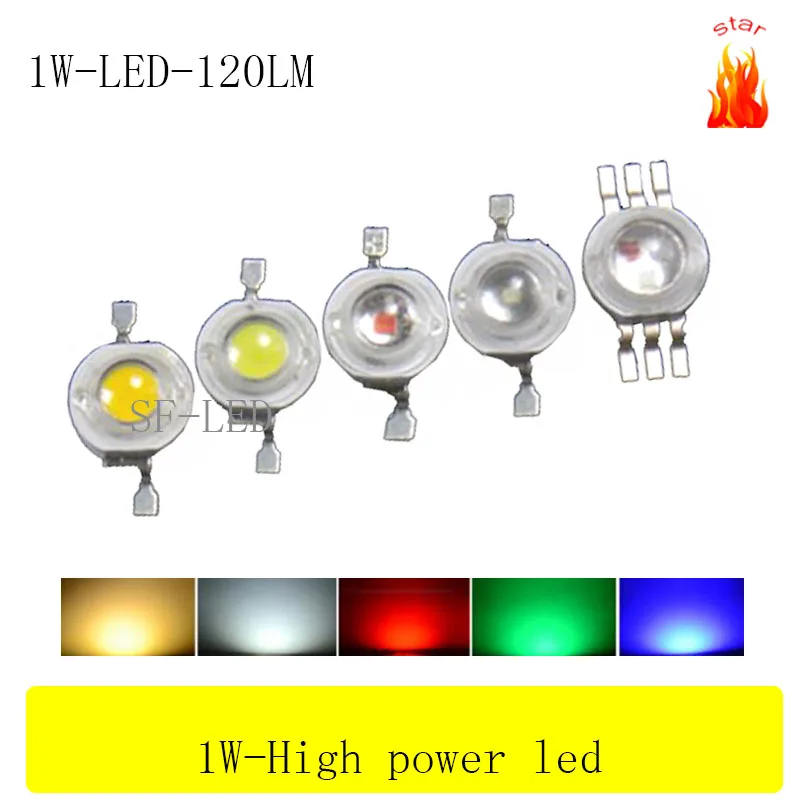 

Free shipping 100PCS 1W 3w High power LED Lamps white /warm white/red/blue/green/yellow 30mil 45mil Chips high light lights