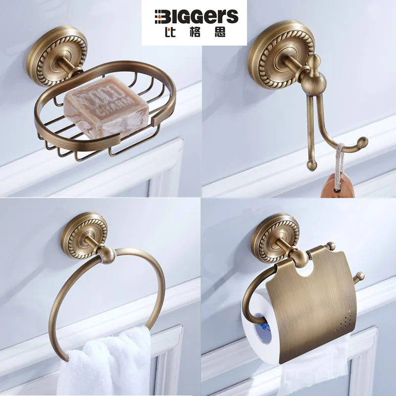 trasporto libero lusso in stile europeo bronzo antico accessori per il bagno set 4 pz