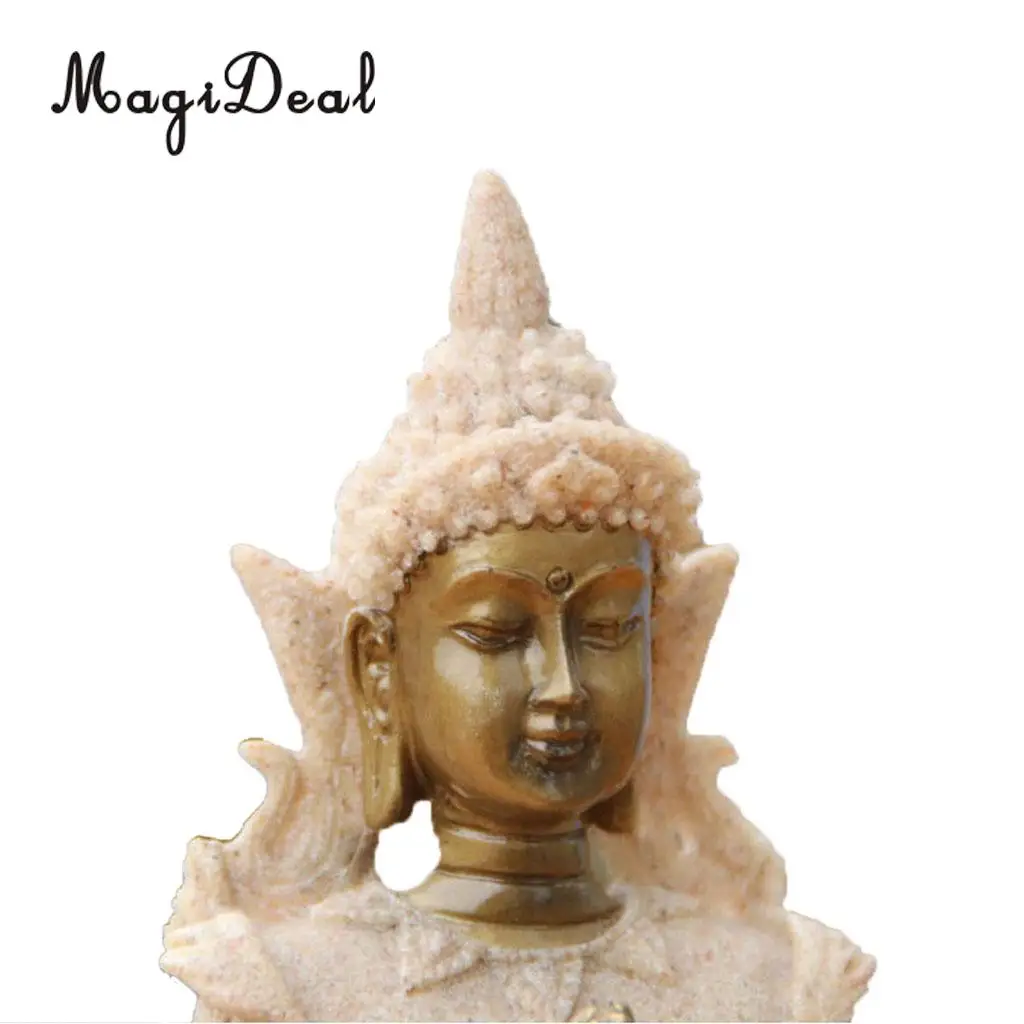 MagiDeal The Hue Sandstone Meditation Buddha Statue Sculpture Hand Carved Figurine Home Office Decor