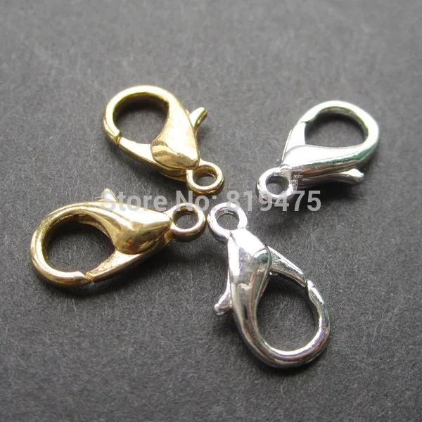 

( 30Pieces/lot)12mm zinc alloy jewelry findings lobster clasp hook silver gold rhodium
