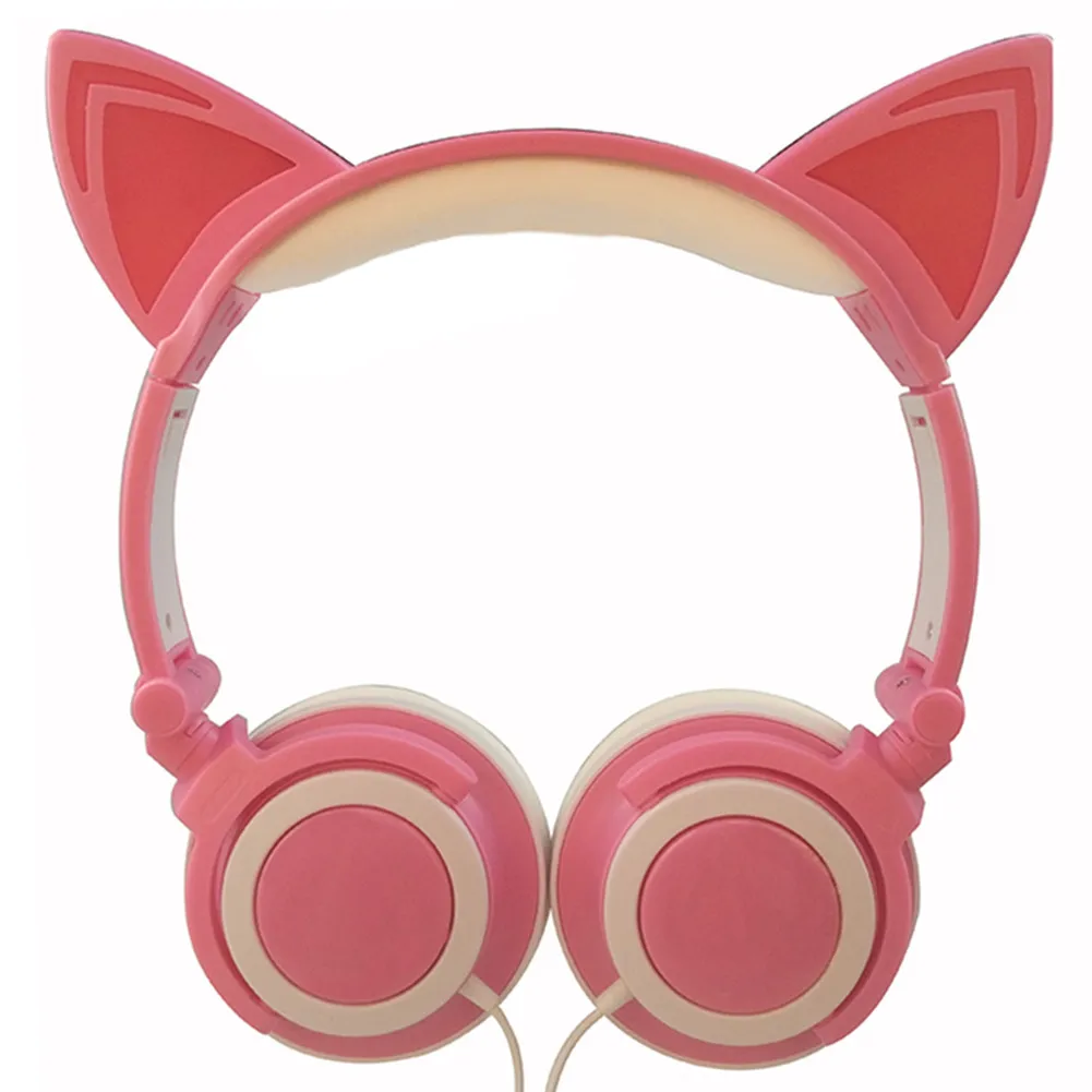 Дешево EPULA складные светящиеся наушники с кошачьими ушками, музыкальная игровая гарнитура для ПК, студийные наушники с поддержкой голосового упра...