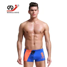 WJ бренд Для мужчин оптом Купальники Лоскутная человек прямой ногой Тип Одежда заплыва Мужские Шорты для купания U выпуклая Дизайн