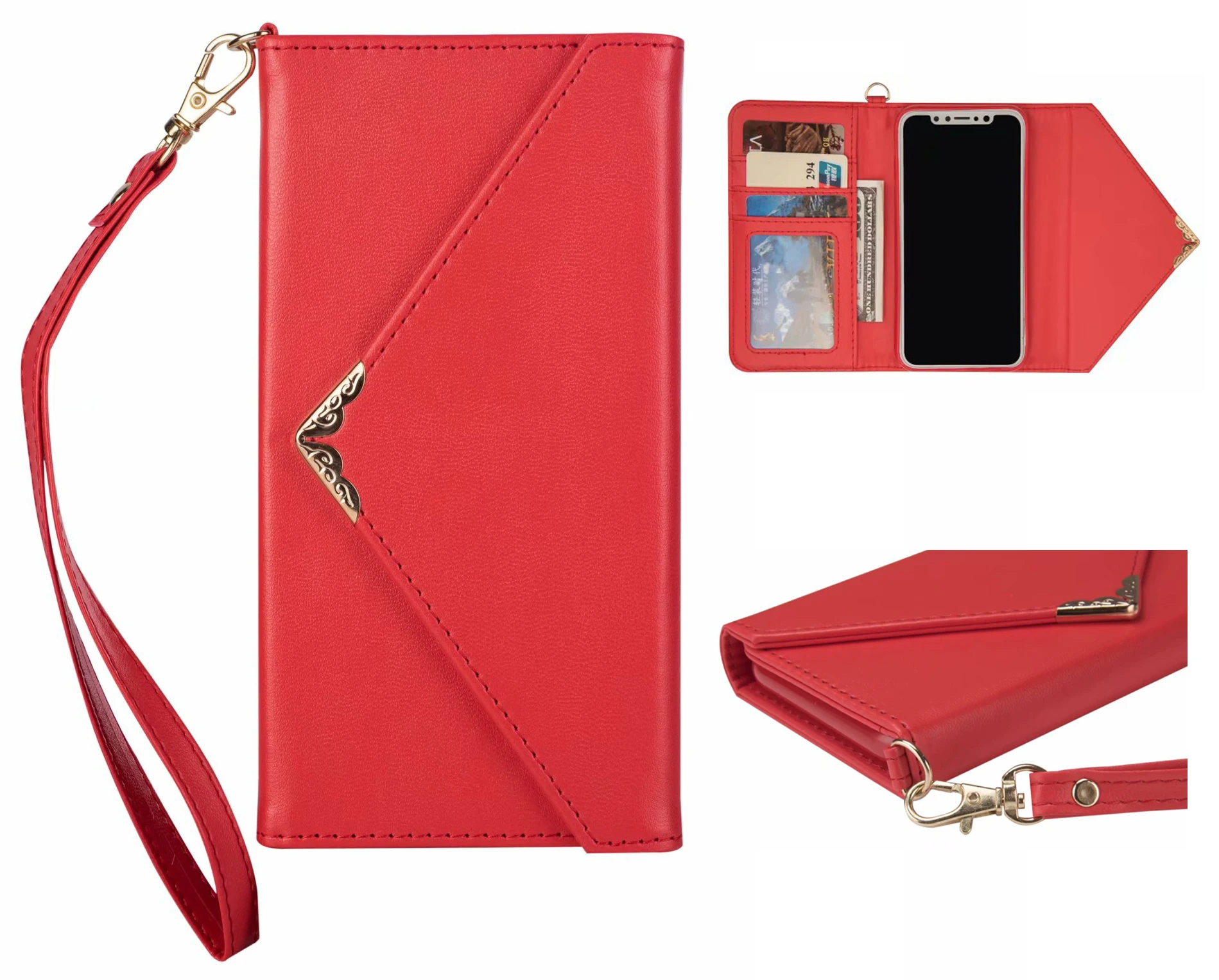 

Magetic Leather Wallet Card Case for Iphone XS MAX XR X 8 7 6 6S Plus 5 5S SE Envelope Flip Cover Holder Strap Women Handbag