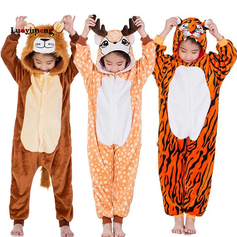 Пижама Kegurumi с котом в виде единорога Зимний Рождественский костюм жирафа для