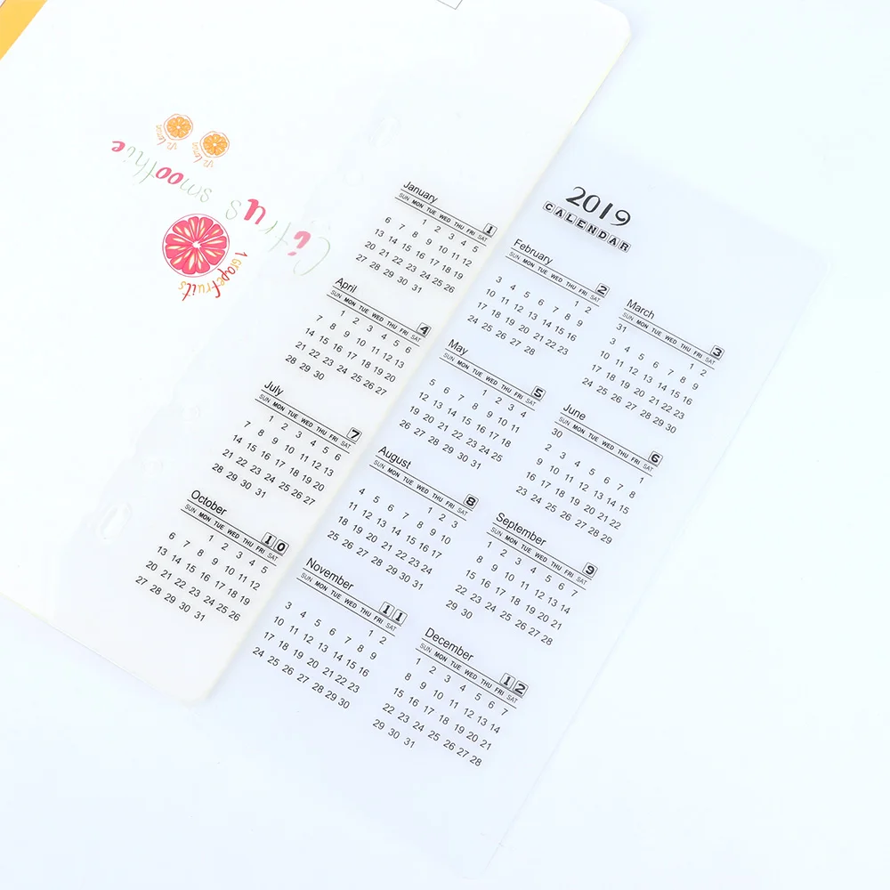 

Fashion 5 PCS 2019 Calendar Handbook Loose-leaf A5 A6 notebook Month Index Page Separator Page PVC Mat Scrub Standard 6 Holes