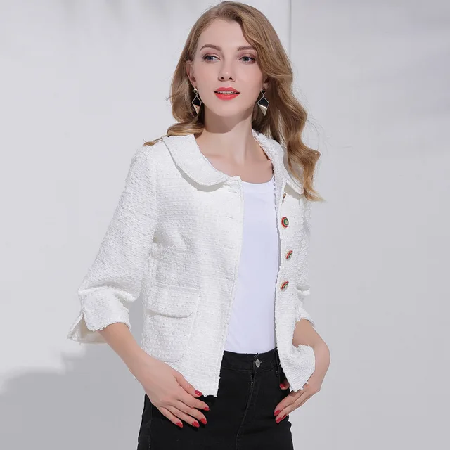 Autumn Gothic Tweed White Short Jacket Casacas Para Mujer Invierno 2018 ...