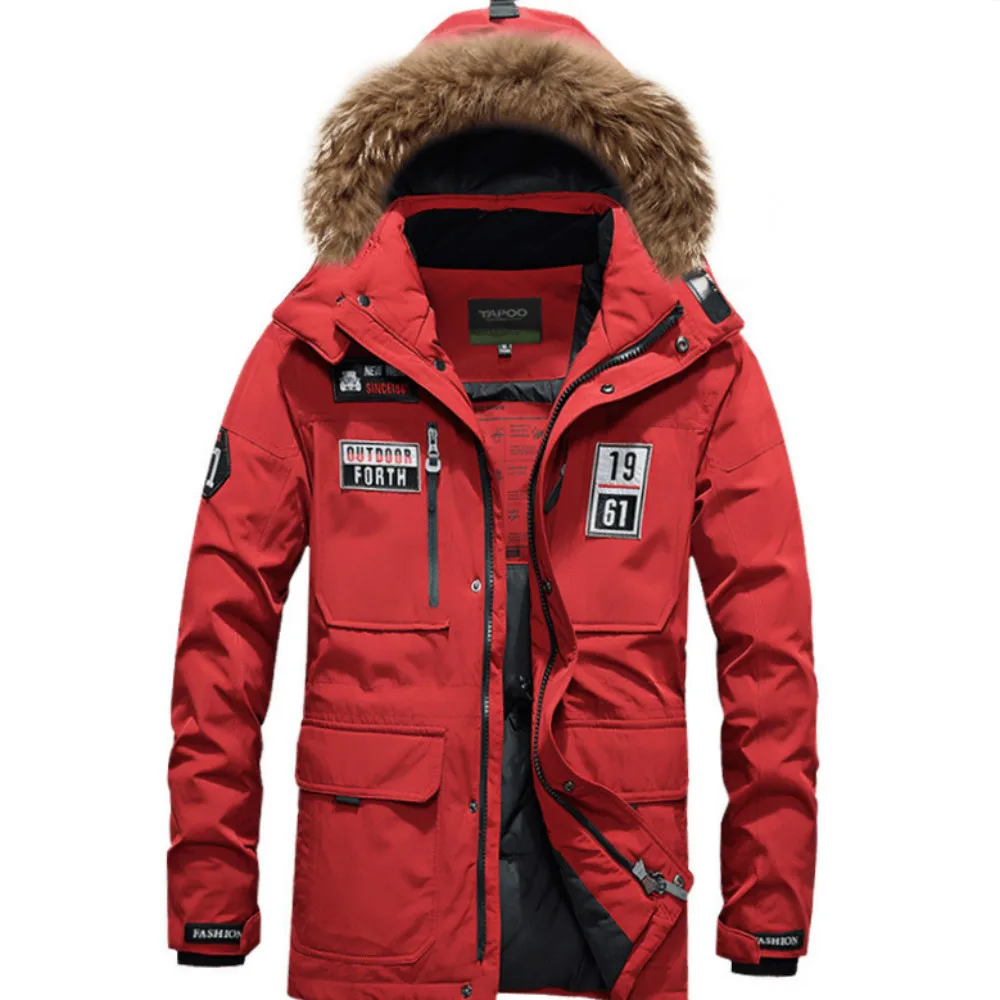 

Men Thicken Warm Winter Duck Down Jacket for Men Fur Collar Parkas Hooded Coat Plus Size Overcoat Western Style Man Clothes Coat