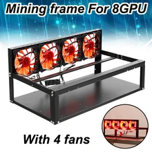 Crypto Coin Open Air Mining Frame Case Miner Rigs Graphics Case Computer for 8GPU ETH BTC ZEC Ethereum Server Chassis + 4Fans