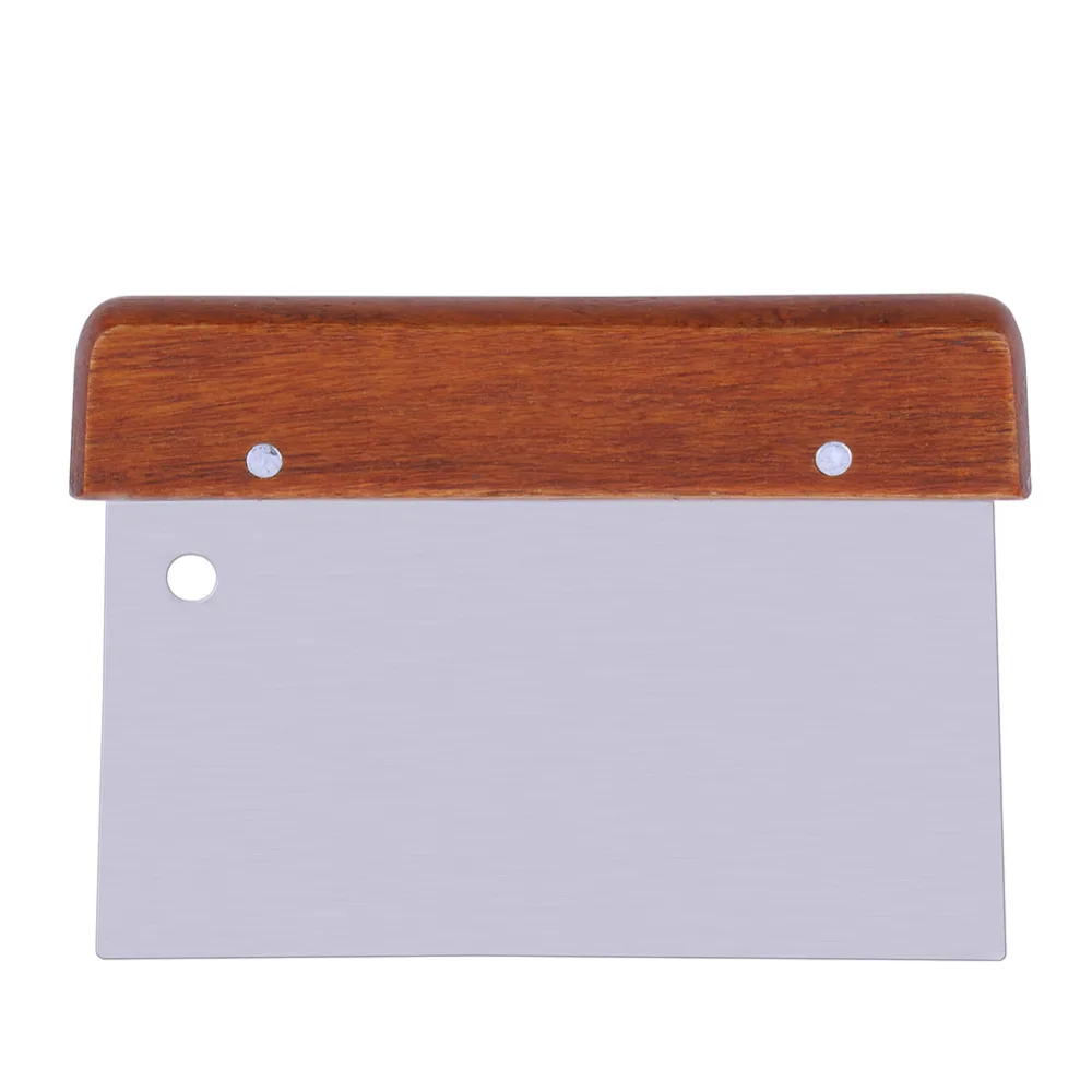 

1PCS DIY Handmade Soap Cutting Wooden Handle Stainless Steel Flat Baking Cooking Tools Stainless Steel Wood Handle Flour Scraper