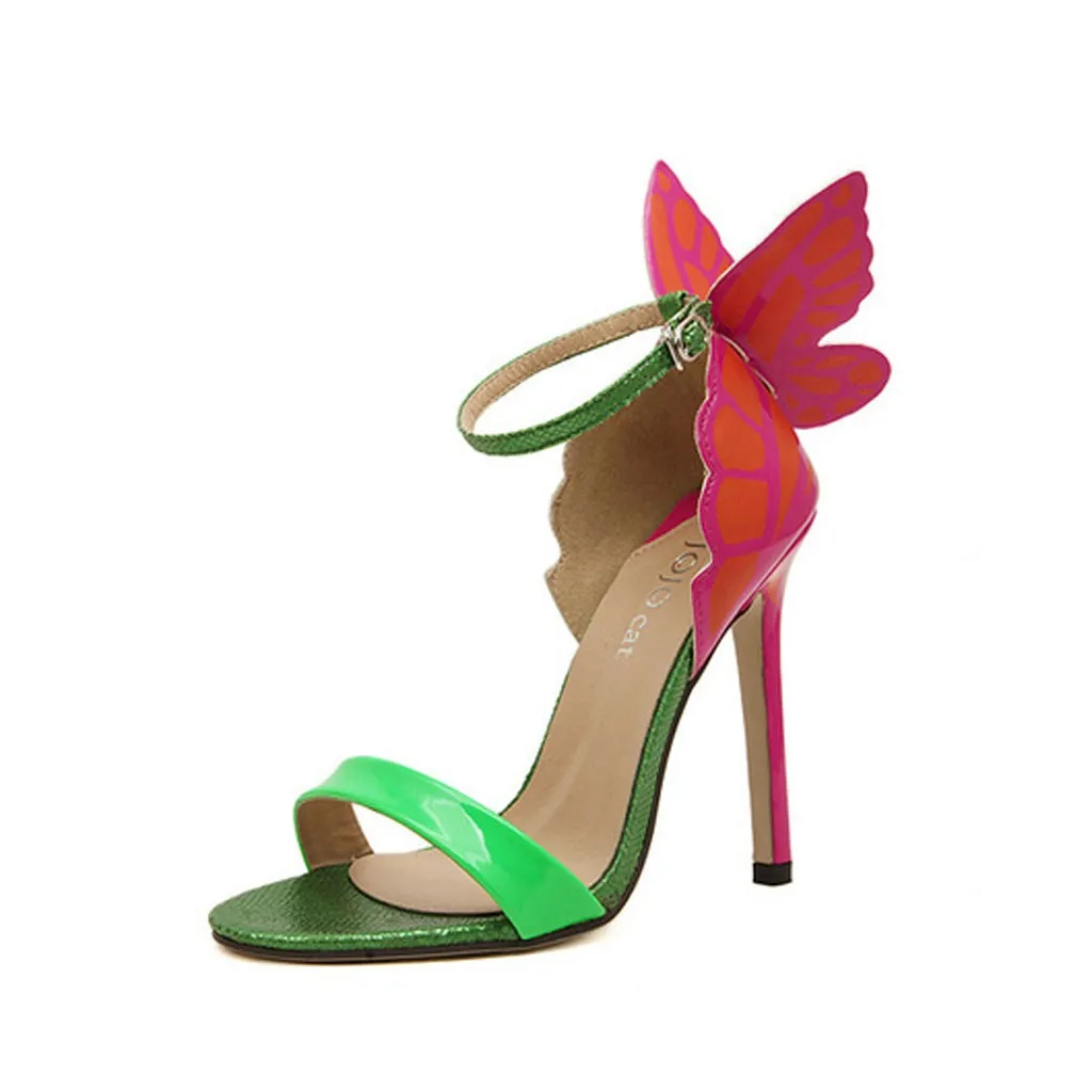 Г. женские туфли-лодочки с острым носком туфли на высоком каблуке с вышивкой в виде крыльев и 3D бабочек, с ремешком на лодыжке, туфли на шпильке с металлическим украшением модельные туфли на шпильке