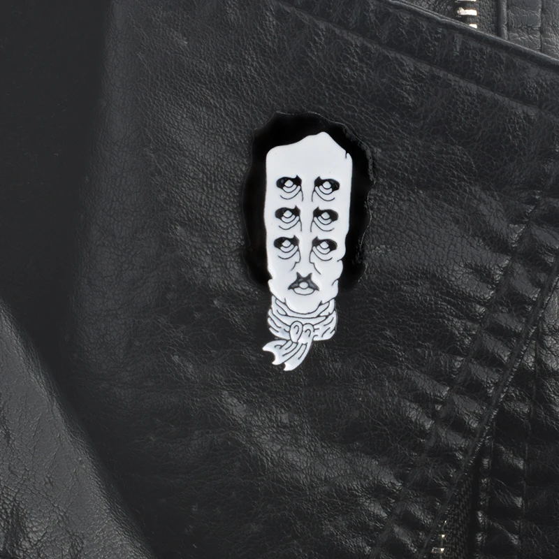 

Edgar Allan Poe Inspired Pin Gothic Creepy Brooches Hard enamel lapel pins Backpack Jackets Bags Accessories for Men Women