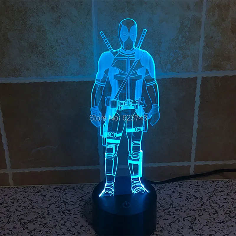 Цвет сменный герой комиксов Marvel Дэдпул 3D светодиодный ночник USB 3D светодиодный светильник для рождественских подарков или настольной лампы