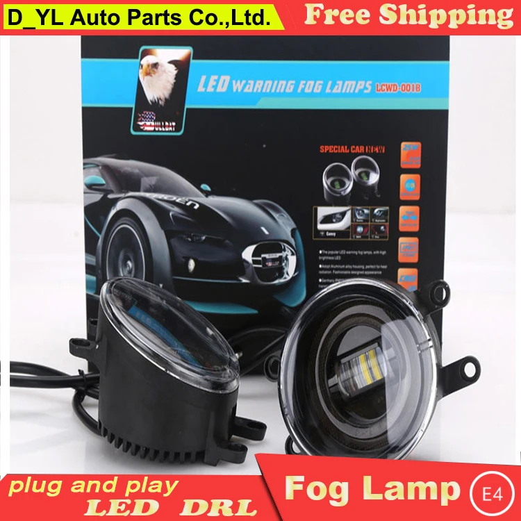 D_YL For Toyota wish led fog lamps+LED DRL+turn signal lights LED fog