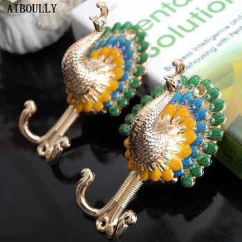 

AIBOULLY 2 PCS / Set Classical Fashion Quality Retro Peacock Alloy Curtain Holder Hanging Ball Wall Hook Curtain Accessories
