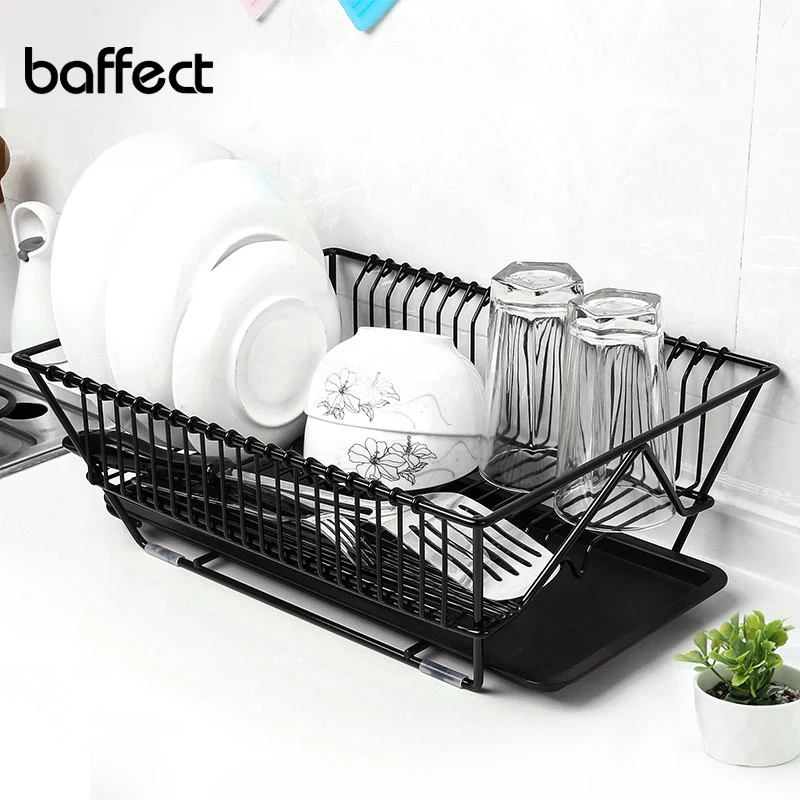 

Baffect New Dish Rack Set Metal Iron Kitchen Organizer Tools Plate Spoon Storage Frame Steel Drain Bowl Rack Kitchen Dish Shelf