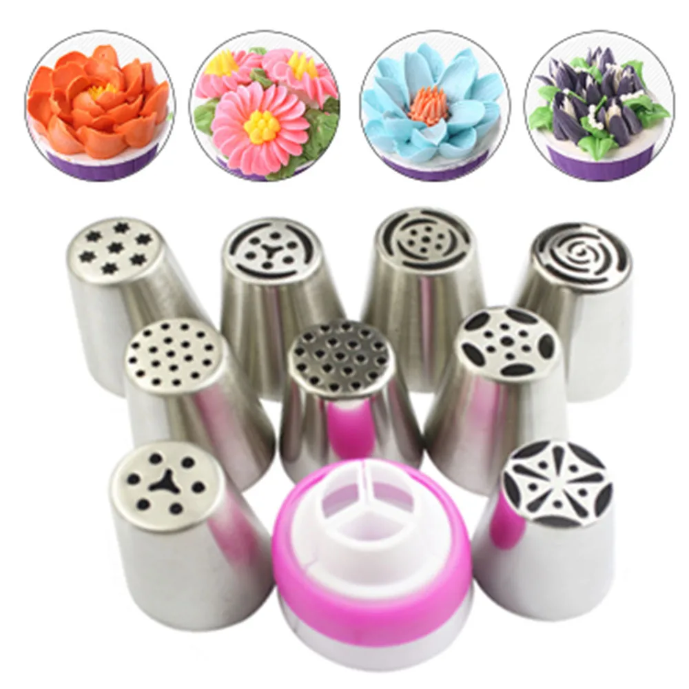 Cream Icing Piping Nozzle Tip Stainless Steel Russian Nozzle Tip Set Pastry Icing Cup Cakes