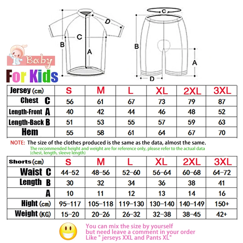 Детский комплект одежды для велоспорта, Джерси, детская одежда для велоспорта, командная одежда для велоспорта, одежда для мальчиков и девочек, MTB, рубашки, топ, костюм