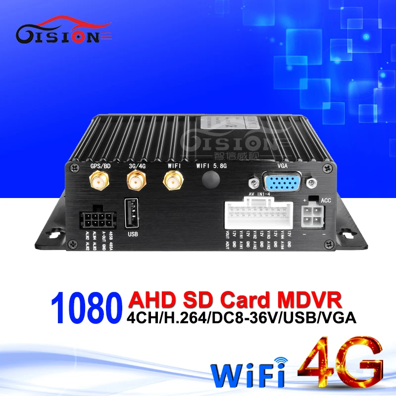 Онлайн 4G LTE GPS Wifi Двойная sd карта 4CH Мобильный Dvr 1080 AHD автомобиль Mdvr Andriod/Iphone/PC Live Watch