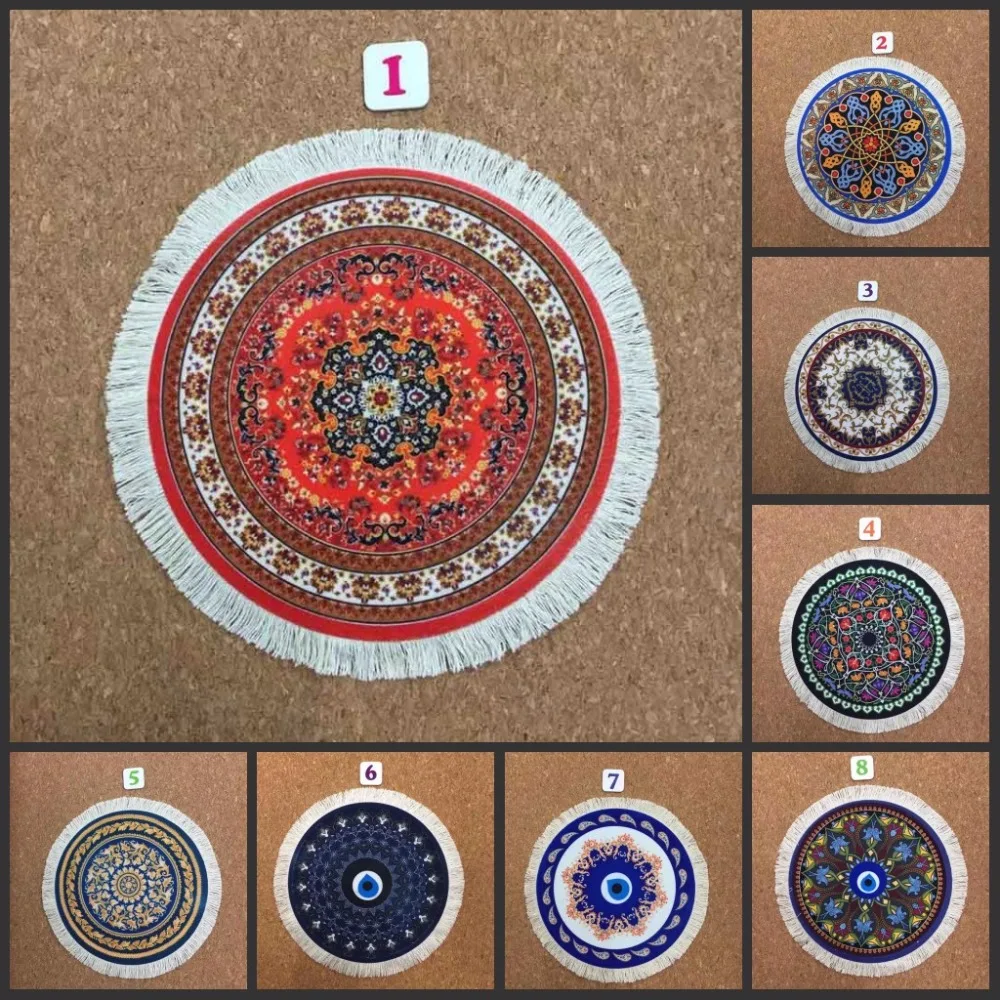 

Mairuige 220*220MM Colourful Persian Style Rug Round Mouse Pad Carpet Office Family Gift Tassels Mouse Desk Mat Pad Gaming Mat