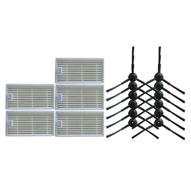 

5x HEPA Filter + 12x V50 Side Brush kit for ilife v50 robotic Vacuum Cleaner Parts Accessories