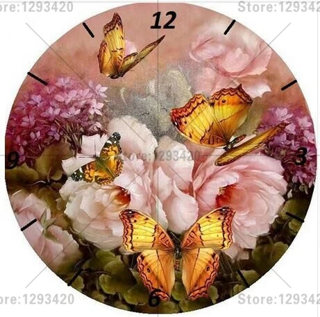 

Handmade cross stitch needlework diy 5d diamond painting mosaic butterfly clock full resin rhinestones diamond embroidery flower