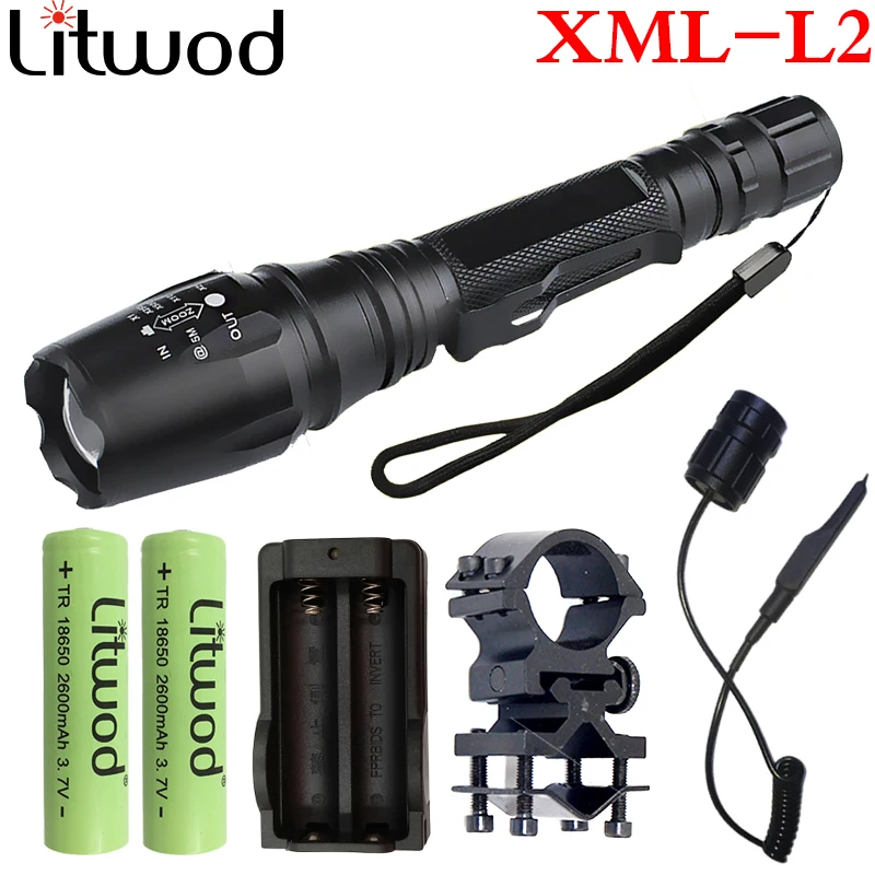 Светодиодный фонарик Z20 CREE XM L2 масштабируемый светодиодный для 2 батарей 18650