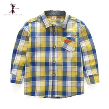 Kung Fu Ant/ г. осенне-летняя повседневная клетчатая рубашка из хлопка для мальчиков футболка с отложным воротником и длинными рукавами для маленьких мальчиков, 3 года
