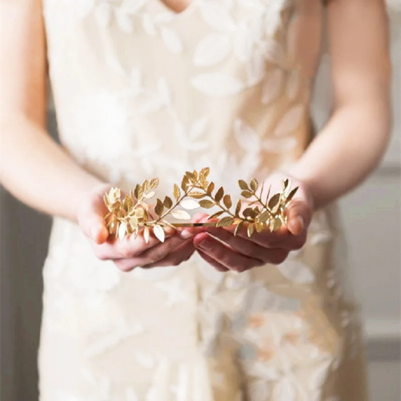 Свадебная корона в виде листьев, винтажная свадебная тиара, обруч для волос, Золотой/Серебряный, аксессуары для волос невесты, Женские Ювелирные украшения, ободок для волос