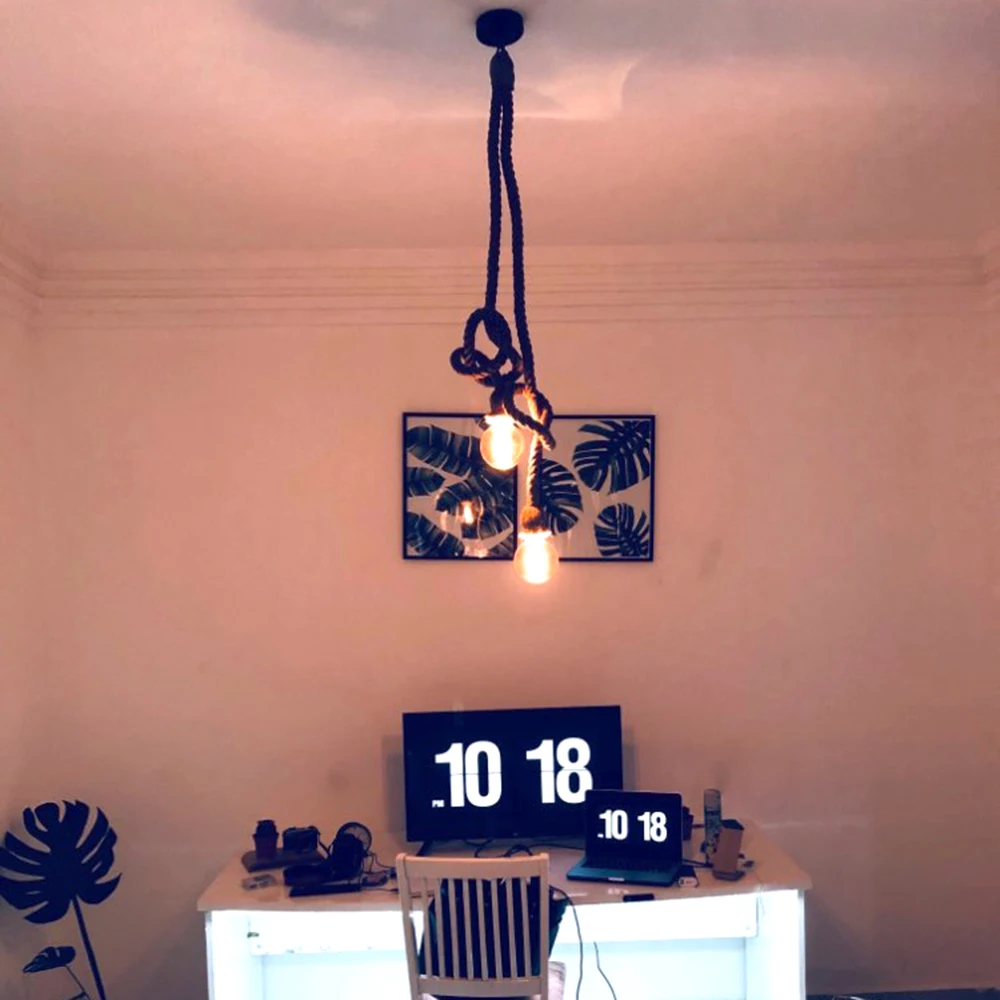 Vintage cáñamo Retro cuerda de luz hanglamp E27 Loft lamparas de techo colgante moderna colgante decoración Industrial lámpara colgante Vintage cáñamo Retro cuerda de luz hanglamp E27 Loft lamparas de techo colgante moderna colgante decoración Industrial lámpara colgante