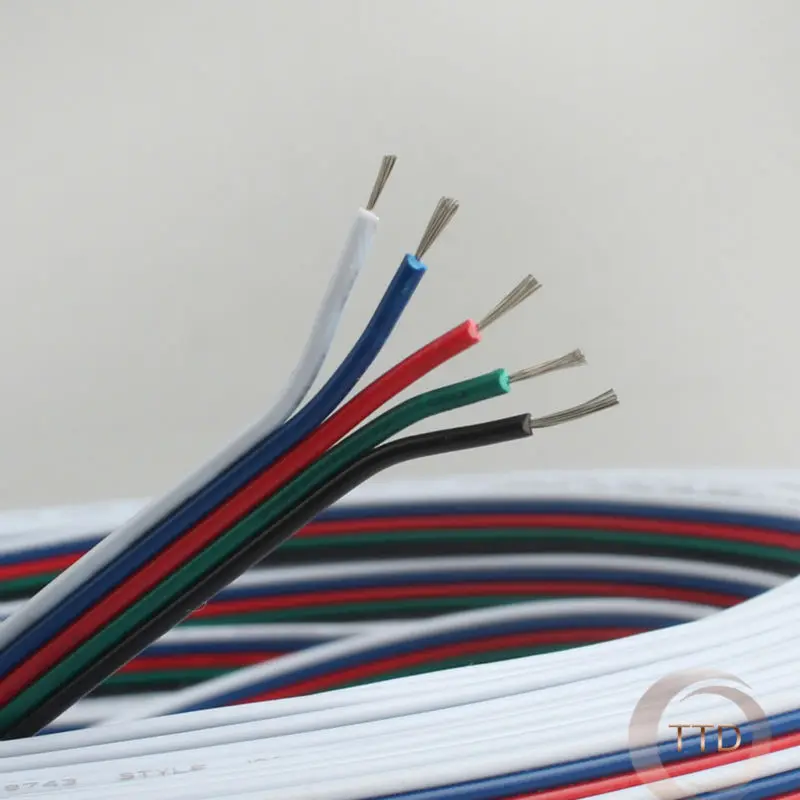 5Pin 1 м 5 м 10 м 20 м 18AWG 20AWG 22AWG электрический удлинитель Кабель для одного цвета RGB RGBW светодиодный светильник