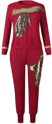 Женская одежда в африканском стиле, большой размер, весна, высокая эластичность, хлопок, двойной феникс, бриллиантовый Шипованный костюм для путешествий - Цвет: Бургундия