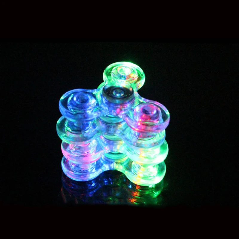 Luminous LED Fidget Spinner Transparent LED Flash Light Colorful Change E Spinner Glow In the Dark Stress Relief Toys For Kids