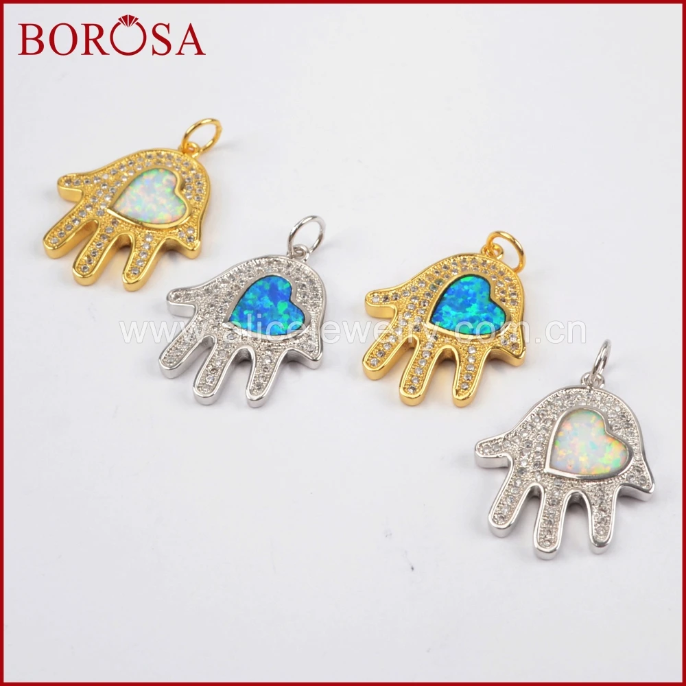 BOROSA золото/серебро Цвет Хамса ручной Кулон Бусы CZ микро проложить красочные